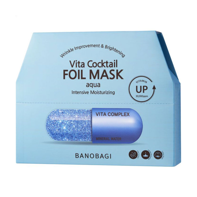 

Уцінка! Зволожувальна фольгована тканинна маска для обличчя Banobagi Vita Cocktail Foil Mask Aqua, 10*30 г
