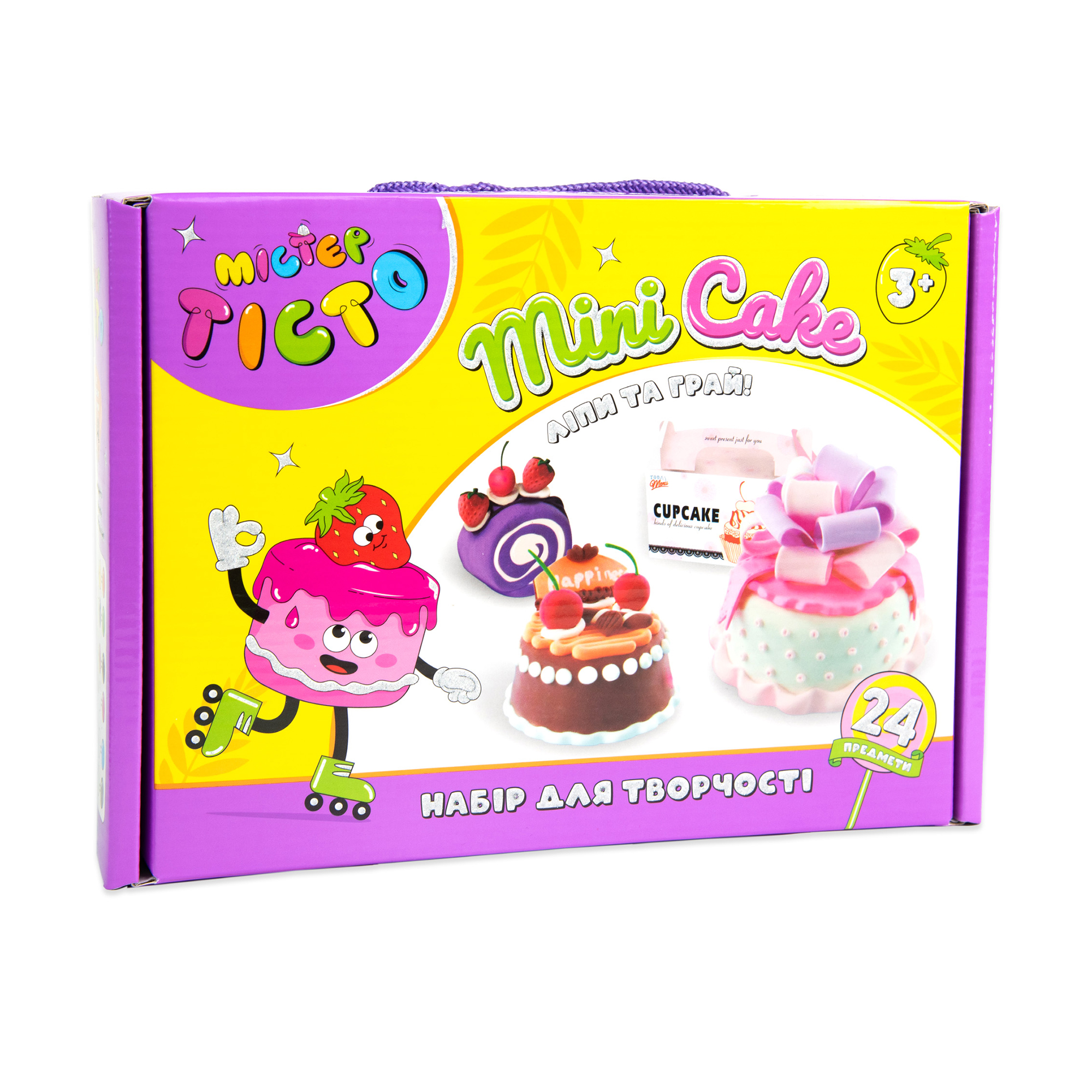 

Уцінка! Набір для творчості Strateg Містер тісто Mini Cake українською мовою, 24.7*17.7*5.2 см, 24 елементи, від 3 років (41007)