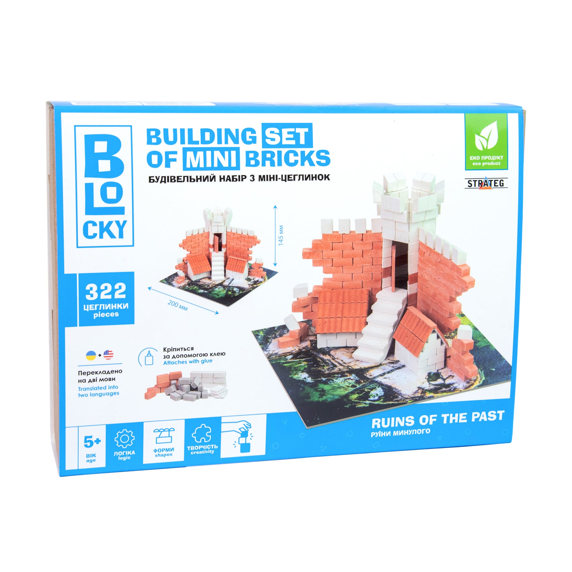 

Уцінка! Конструктор з міні-цеглинок Strateg Blocky Руїни минулого, 24.2*18*5.3 см, від 5 років, 322 цеглинки (31016)