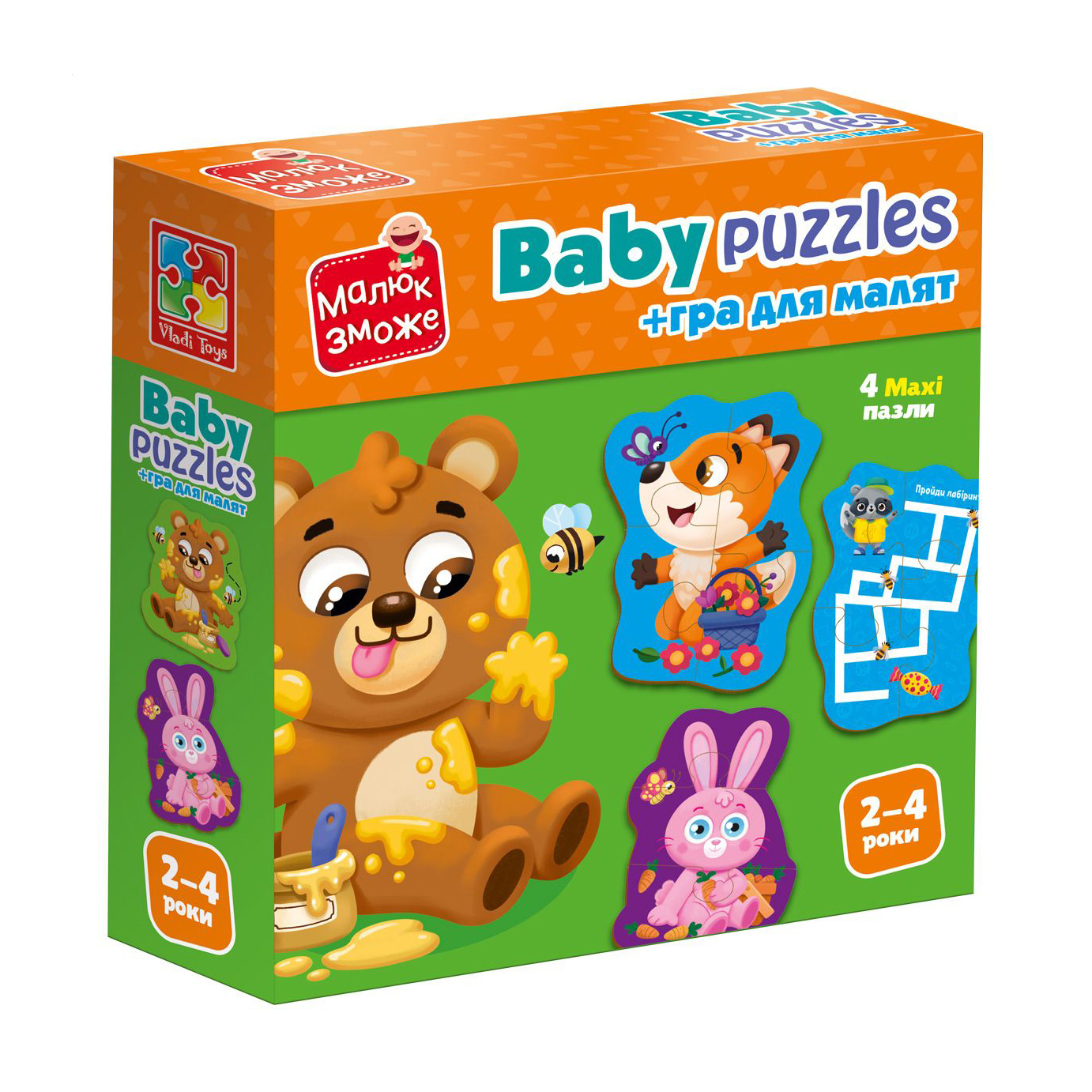 

Набір дитячих пазлів Vladi Toys Малюк зможе Лісові звірі, від 2 років, 4 картинки (VT1722-26)