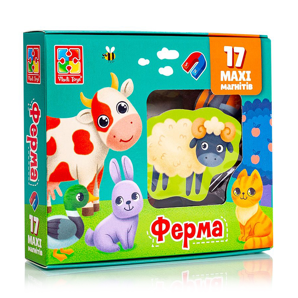 

Набір магнітів Vladi Toys Ферма, 18.5*3.5*16 см, від 3 років, 17 магнітів (VT3106-24)