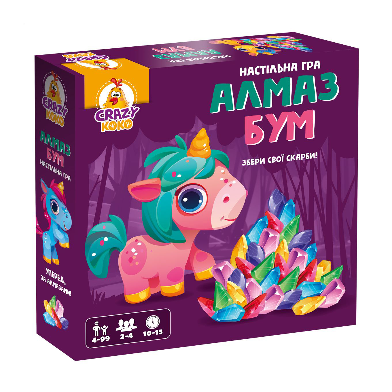 

Гра маршрутна настільна Vladi Toys Алмаз бум єдиноріжки, 26*6*26 см, від 4 років, 39 елементів (VT8055-31)