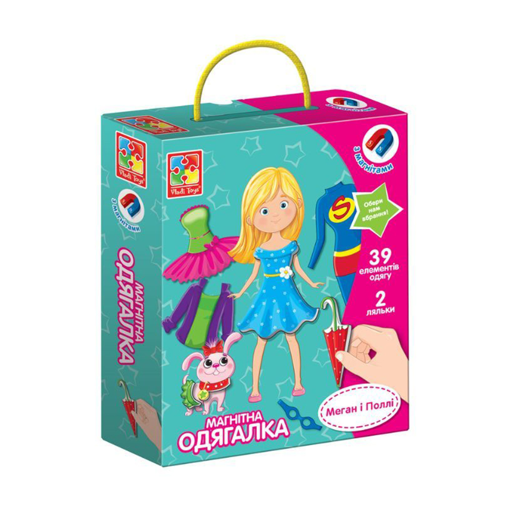 

Гра настільна Vladi Toys Меган і Поллі, магнітна одягалка, від 3 років, 43 елементи, 18*5*23 см (VT3702-11)