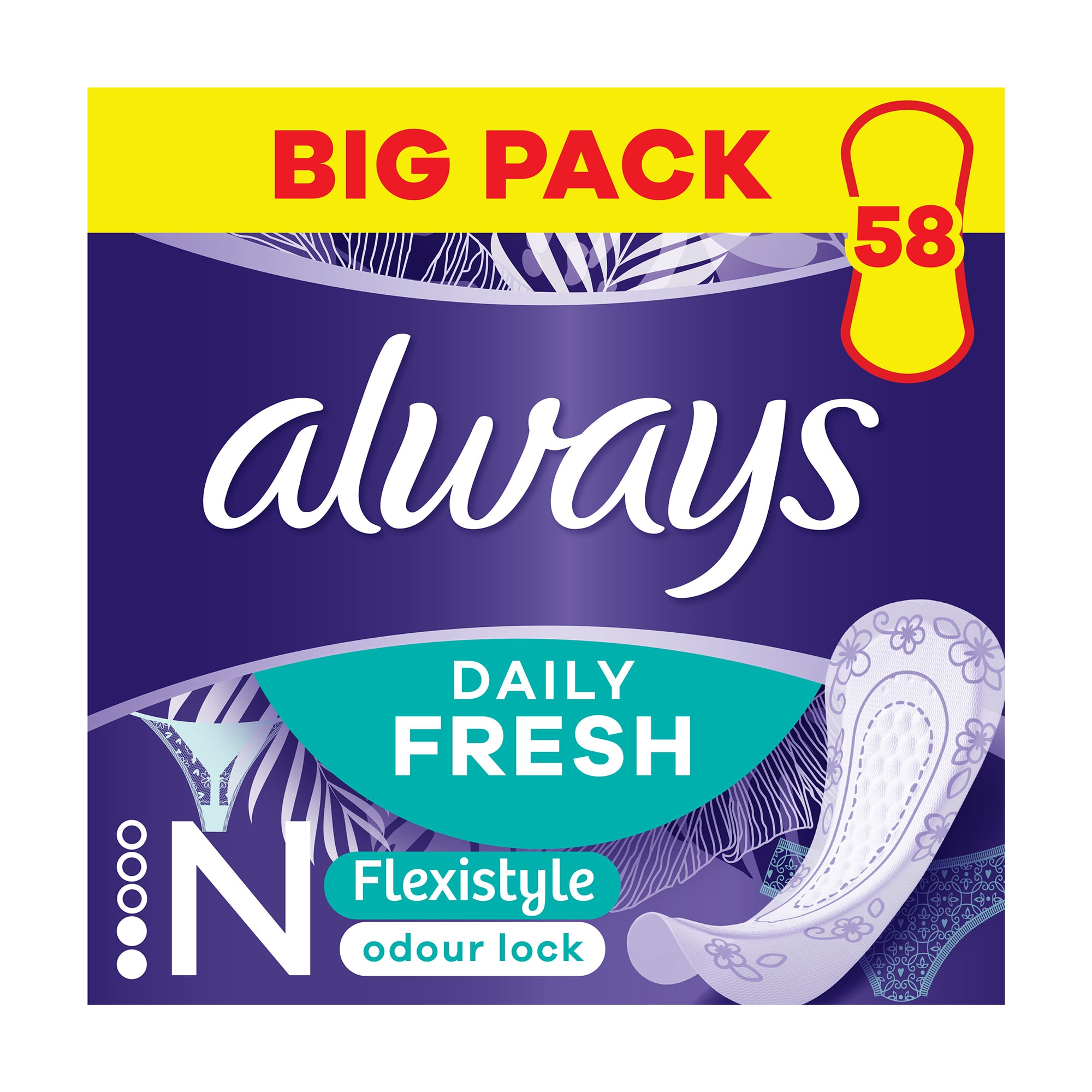 

Щоденні прокладки Always Daily Fresh Normal Flexistyle, 58 шт