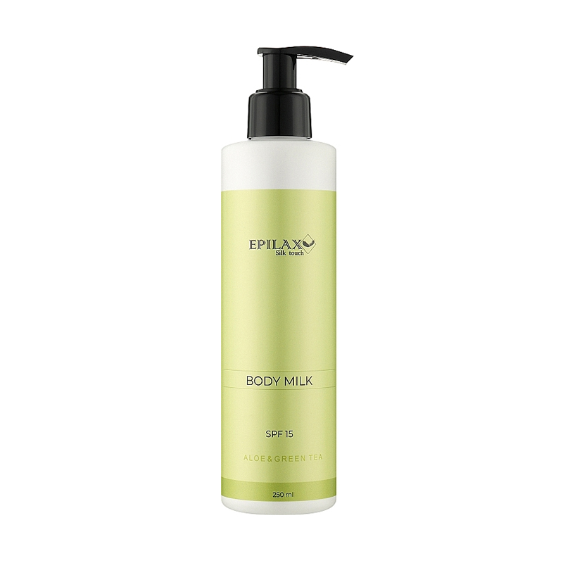 

Уцінка! Молочко для тіла Epilax Silk Touch Body Milk Aloe & Green Tea SPF 15, з пантенолом, 250 мл