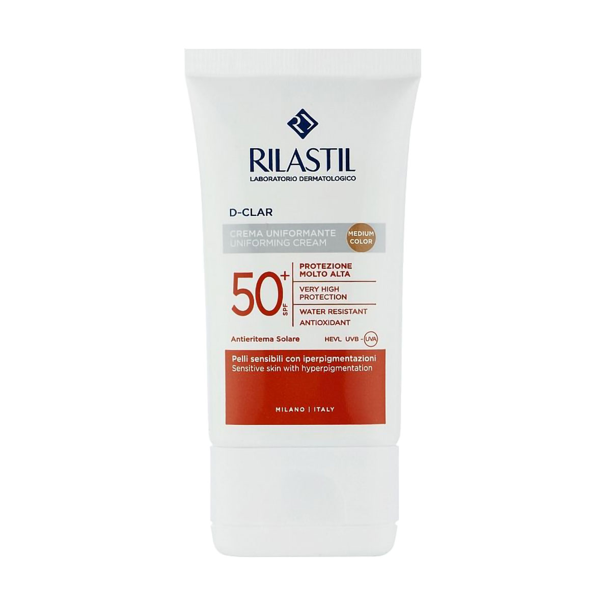 

Уцінка! Сонцезахисний крем Rilastil D-Clar Uniforming Cream SPF 50+ Medium для шкіри схильної до пігментації, 40 мл