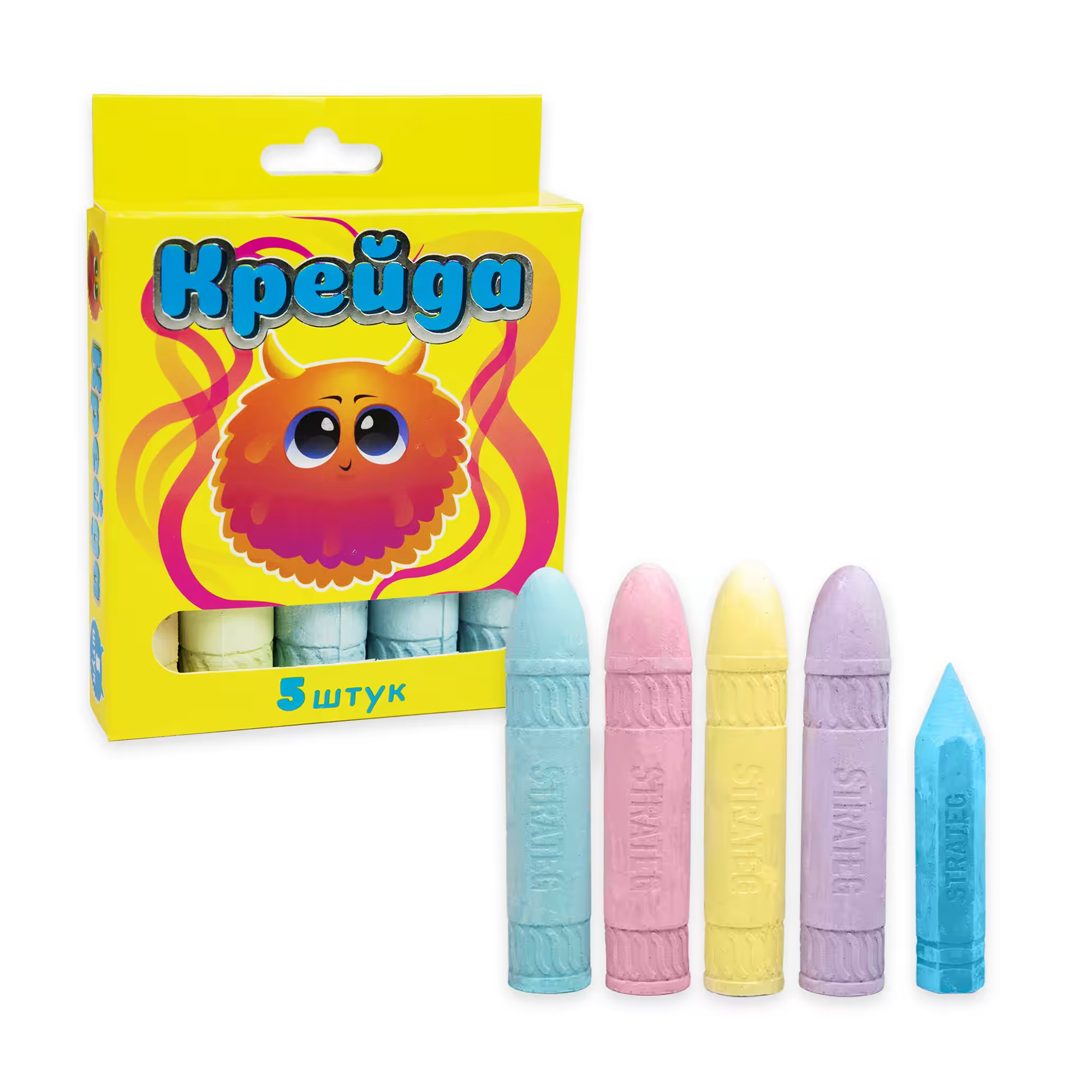 

Крейда для малювання на асфальті Strateg Куля різнокольорова, від 3 років, 5 шт (50117)