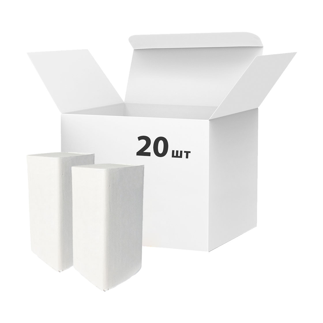 

Паперові рушники Papero Paper Towels V-подібні, білі, одношарові, 21*19 см, 150 аркушів, 20 шт