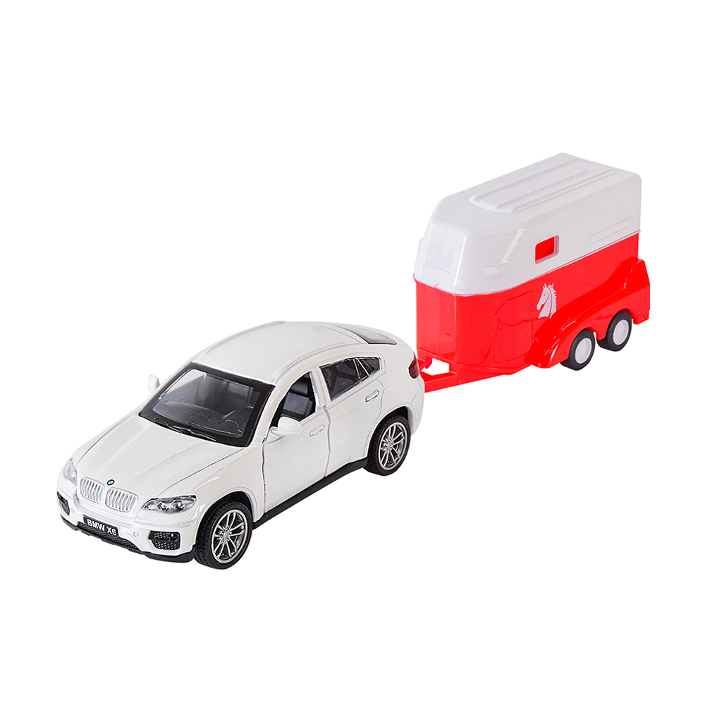 

Автомодель Автопром BMW X6 з причепом, біла, 1:43, у коробці, від 3 років, 28*8*6.5 см (43003TR)