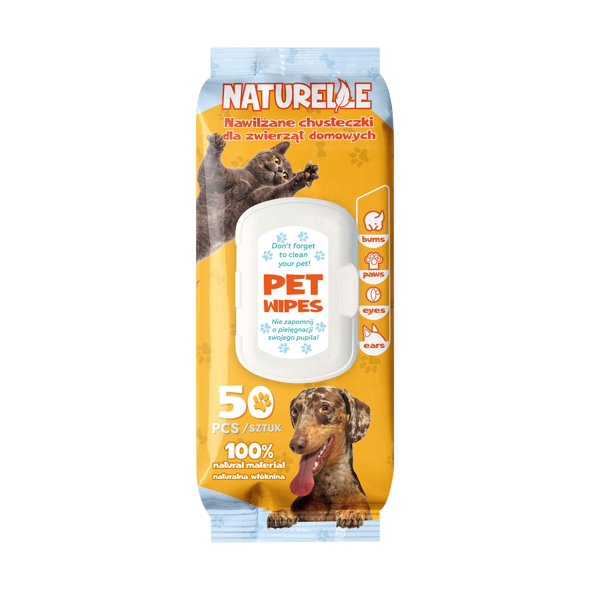 

Вологі серветки для догляду за домашніми тваринами Naturelle Pet Wipes, 50 шт