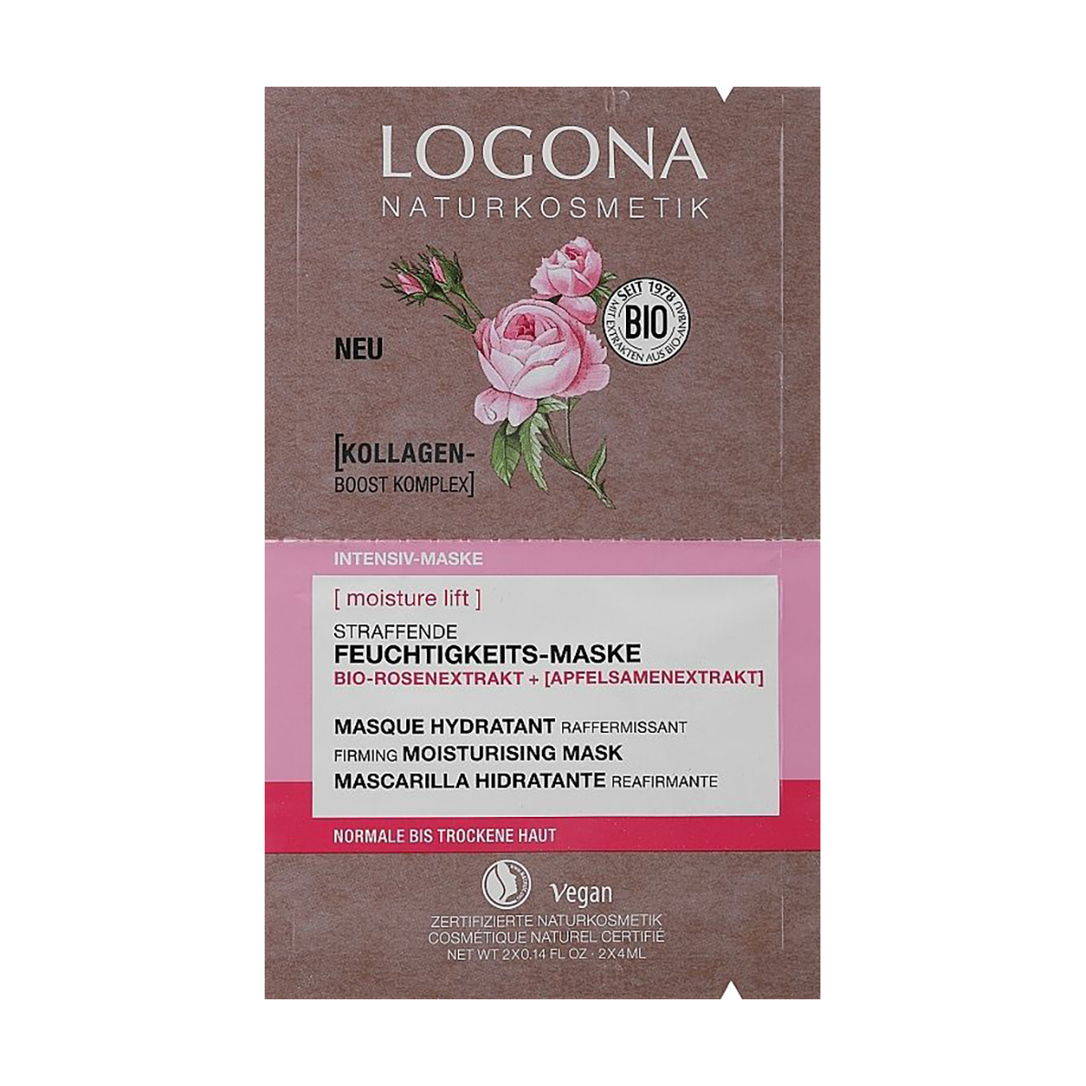

Уцінка! Зміцнювальна та зволожувальна маска для обличчя Logona Firming Moisturising Mask, 2*4 мл