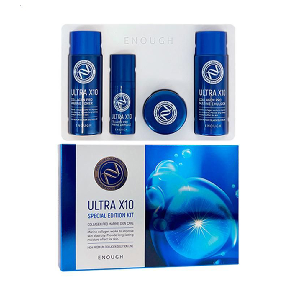

Уцінка! Набір мініатюр для обличчя Enough Ultra X10 Special Edition Kit з колагеном (тонер, 55 мл + емульсія, 55 мл + сироватка, 10 мл + крем, 20 мл)