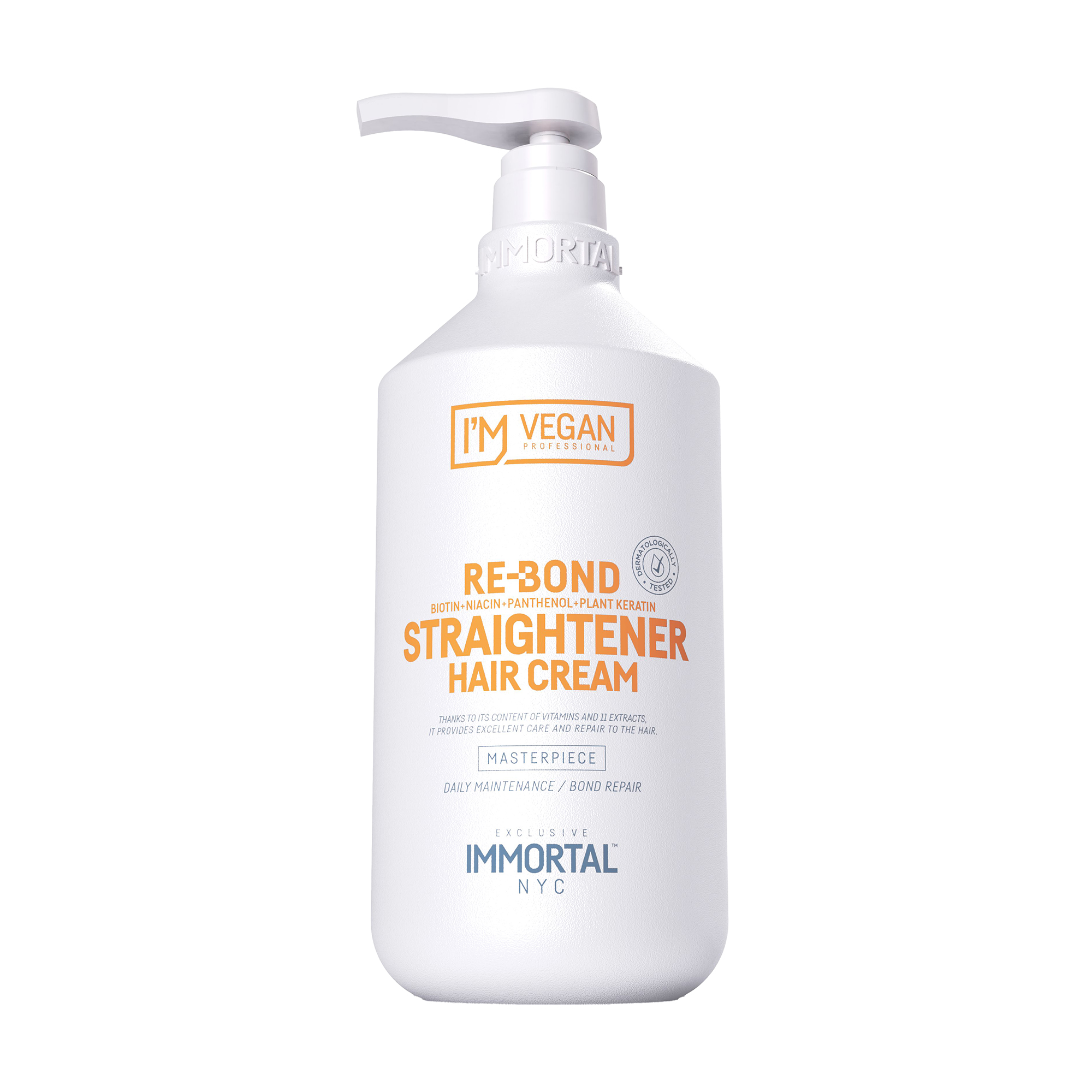 

Уцінка! Крем Immortal NYC I'm Vegan Re-Bond Straightener Hair Cream для глибокого відновлення та випрямлення пошкодженого волосся, 1 л