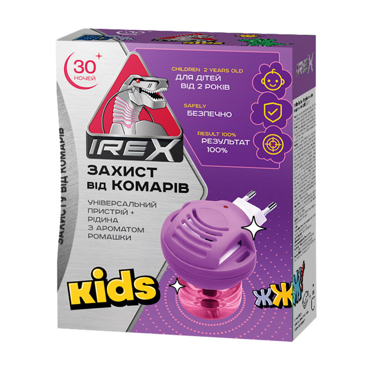 

Дитячий комплект від комарів Irex Kids (пристрій, 1 шт + рідина, 30 ночей, 20 мл) від 2 років