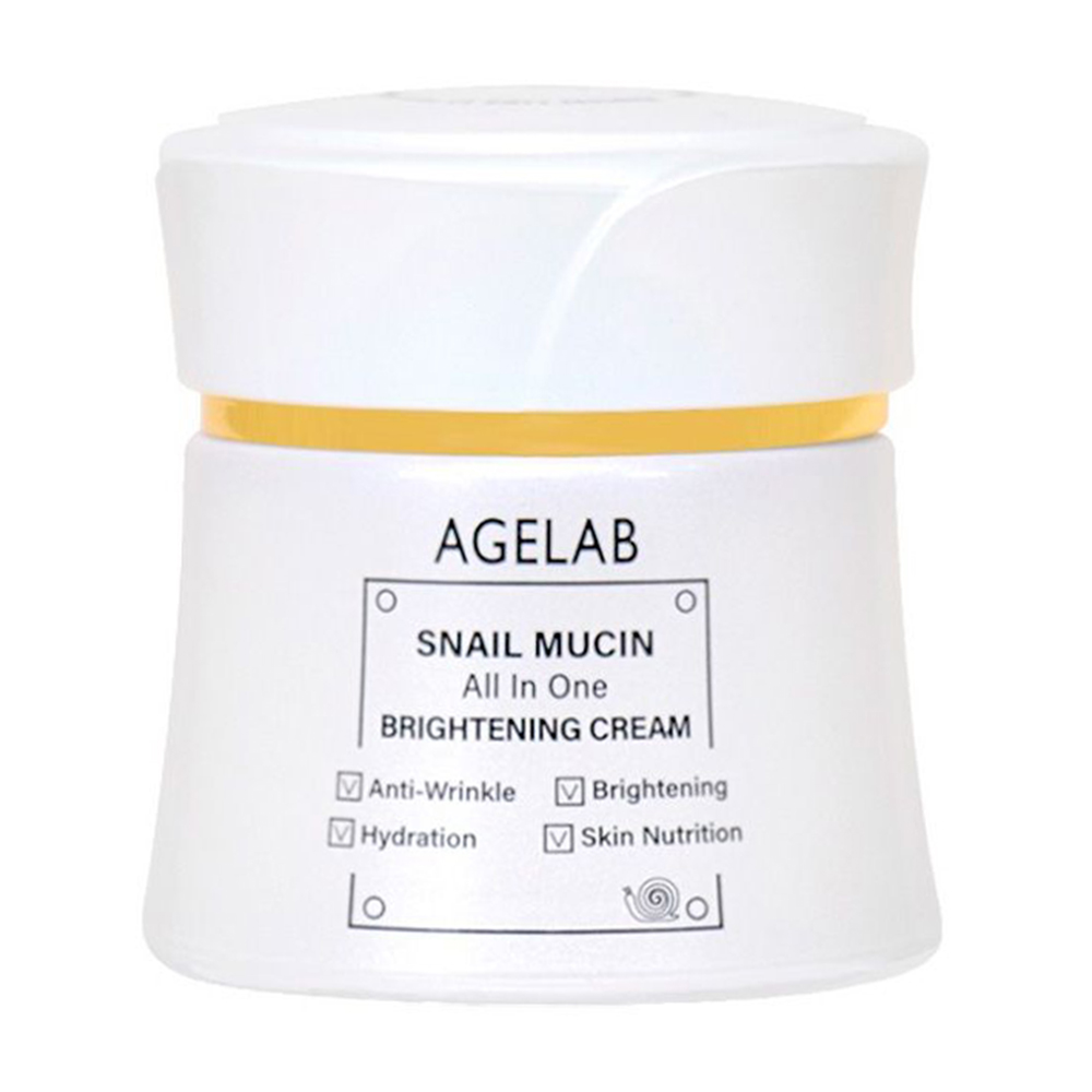 

Уцінка! Універсальний освітлювальний крем для обличчя Agelab Snail Mucin All in One Brightening Cream з муцином равлика, 50 мл