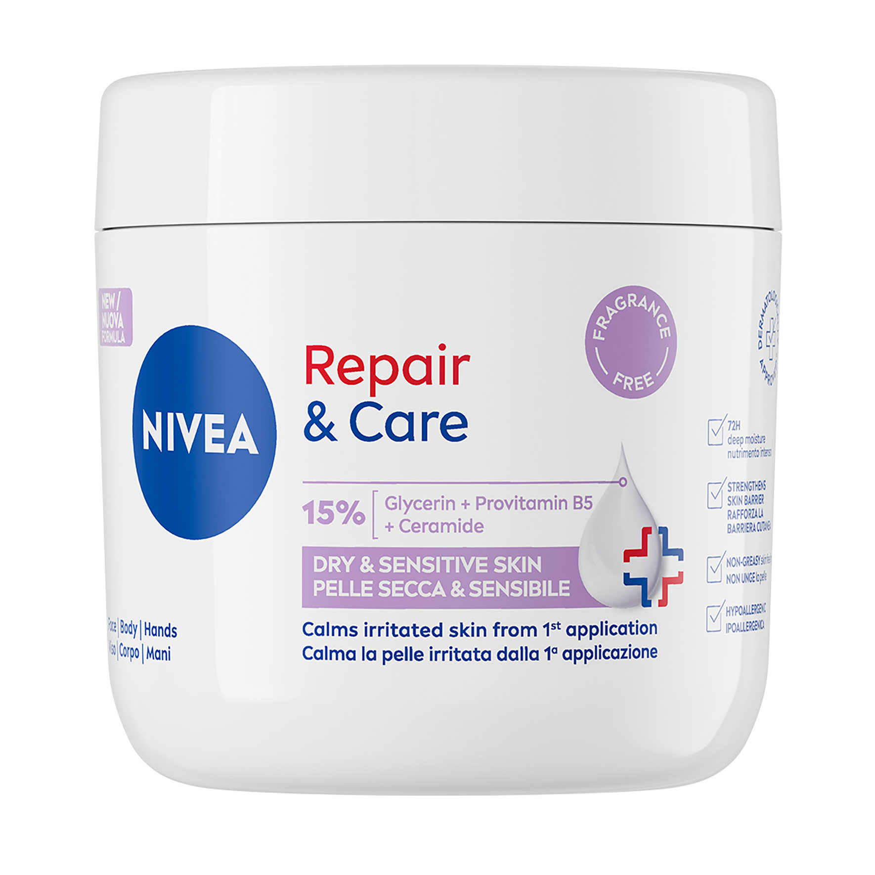 

Універсальний крем для обличчя, тіла та рук NIVEA Відновлення та догляд, для сухої та чутливої шкіри, 400 мл