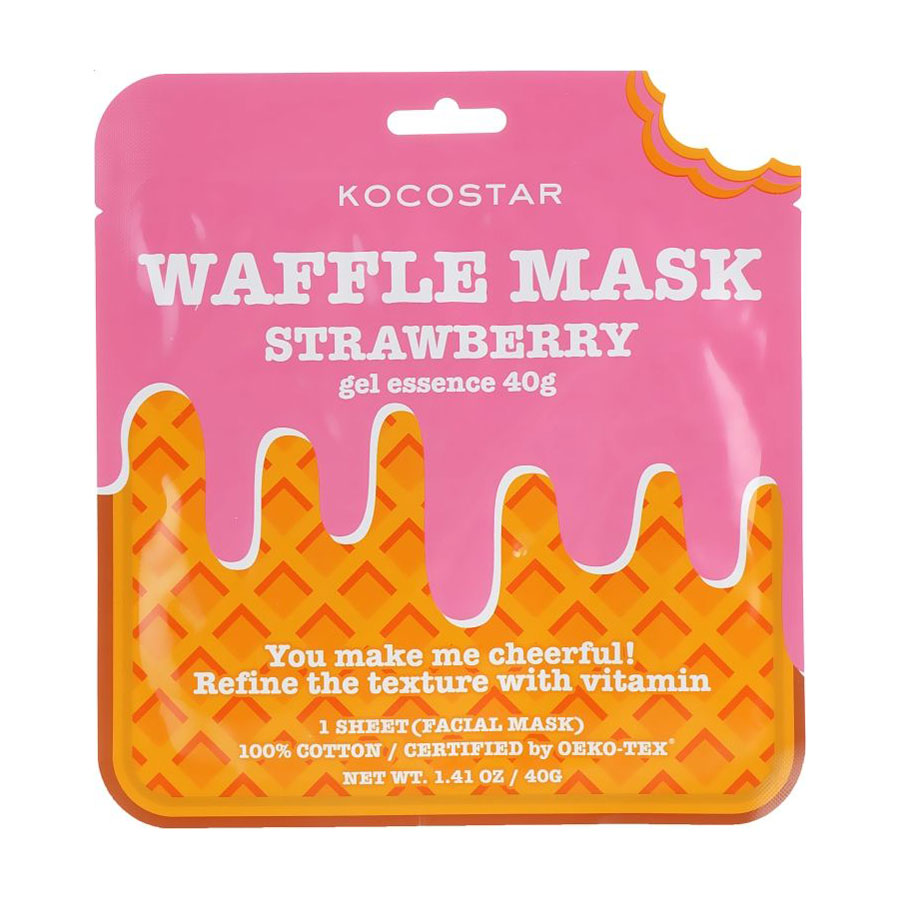 

Уцінка! Тонізувальна вафельна маска для обличчя Kocostar Waffle Mask, Strawberry, 40 г