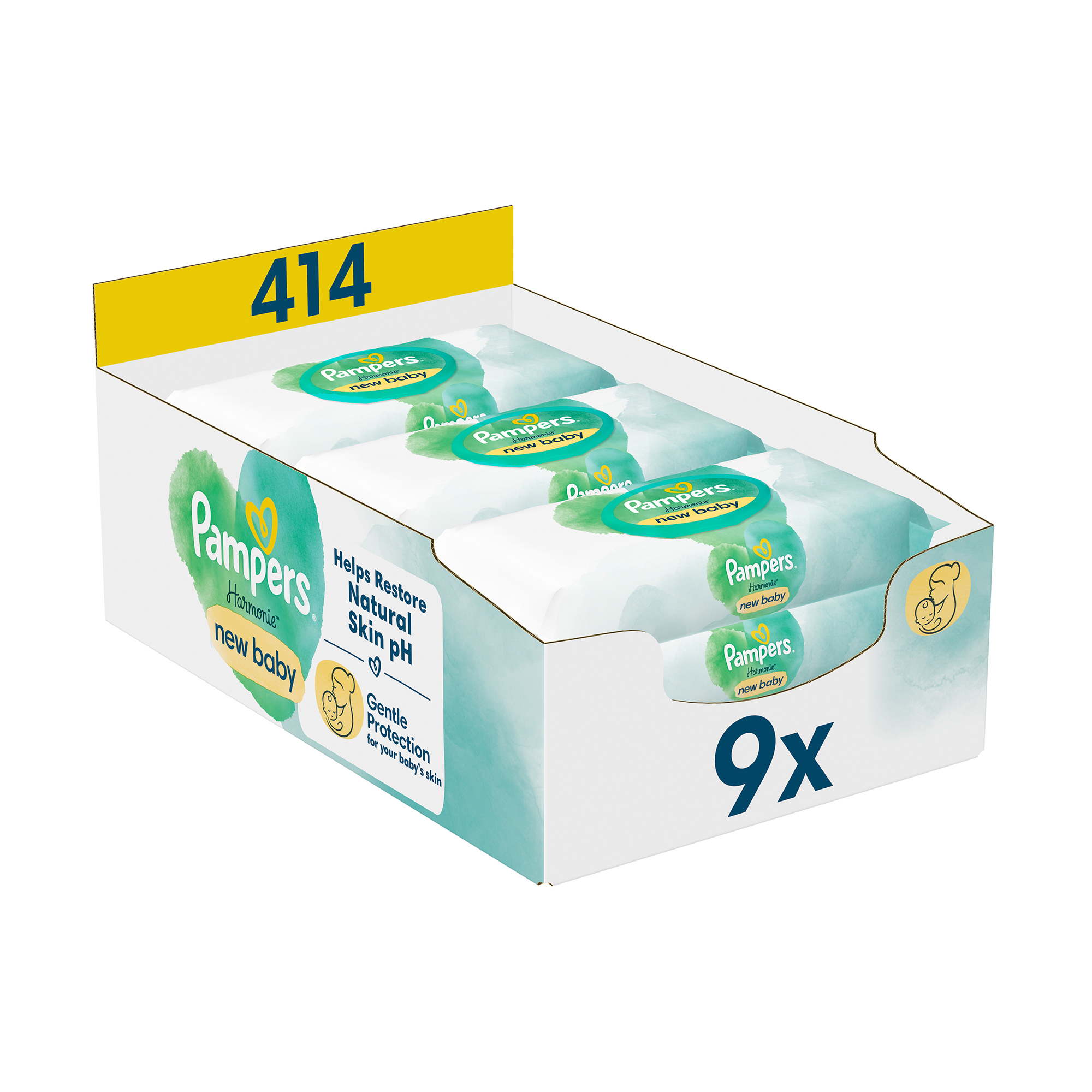 

Уцінка! Дитячі вологі серветки Pampers Harmonie New Baby, 414 шт