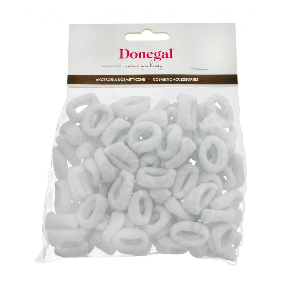 

Резинка для волосся Donegal біла, 100 шт (FA-5710)