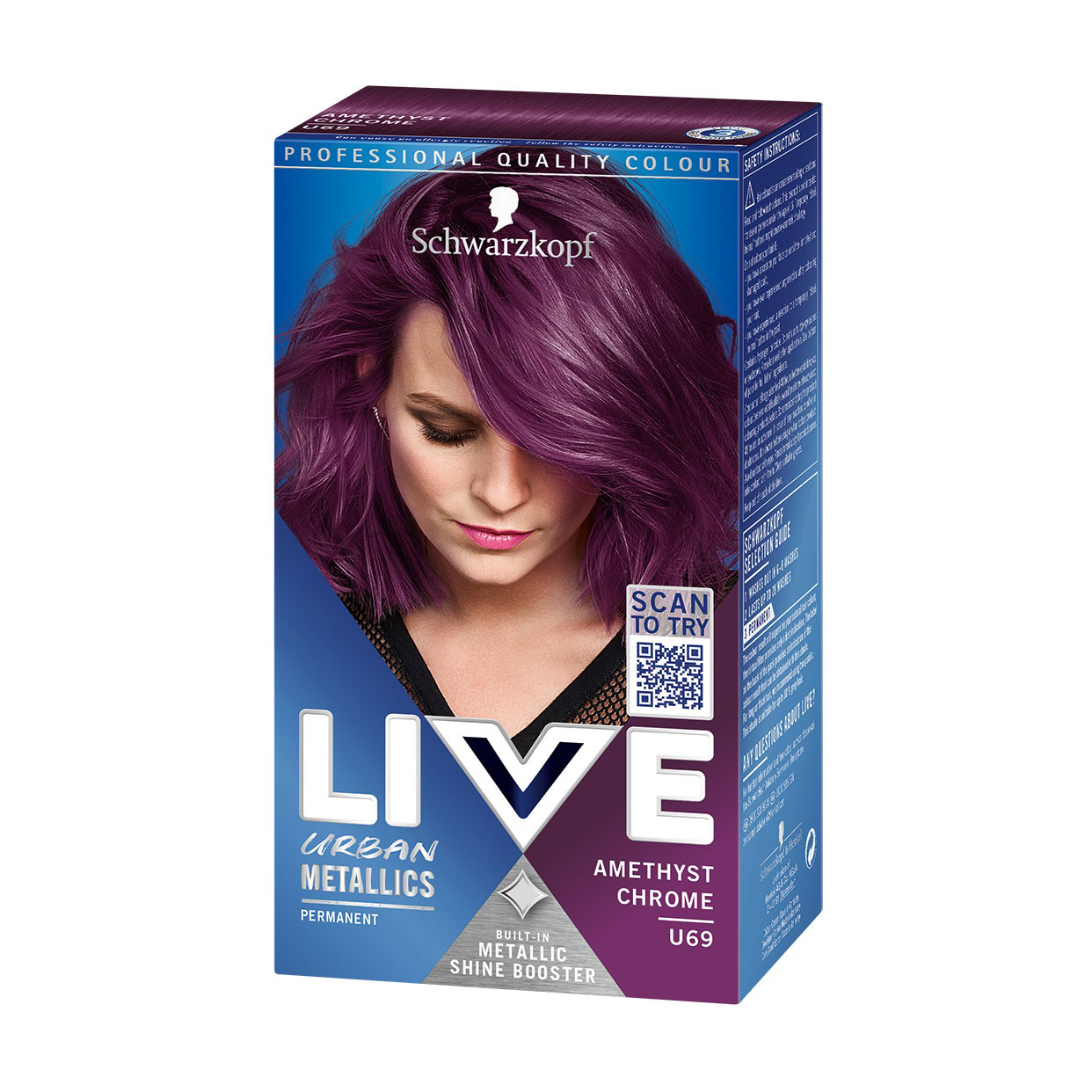 

Уцінка! Стійка крем-фарба для волосся Schwarzkopf LIVE Urban Metallics, U69 Amethyst Chrome, 142.5 мл