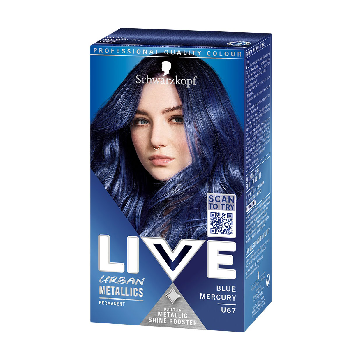

Уцінка! Стійка крем-фарба для волосся Schwarzkopf LIVE Urban Metallics, U67 Blue Mercury, 142.5 мл