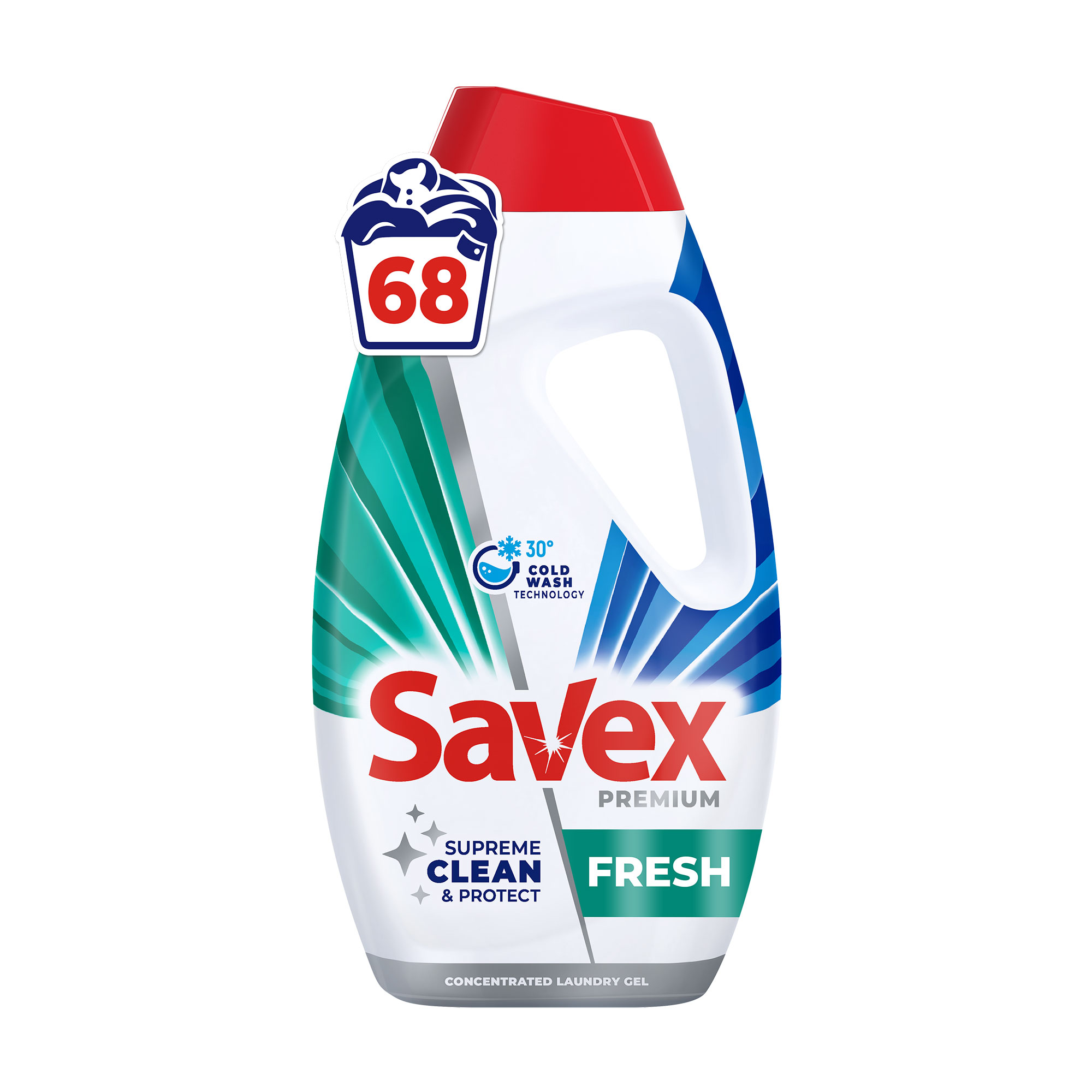 

Гель для прання Savex Premium Fresh, 60 циклів прання, 2.7 л