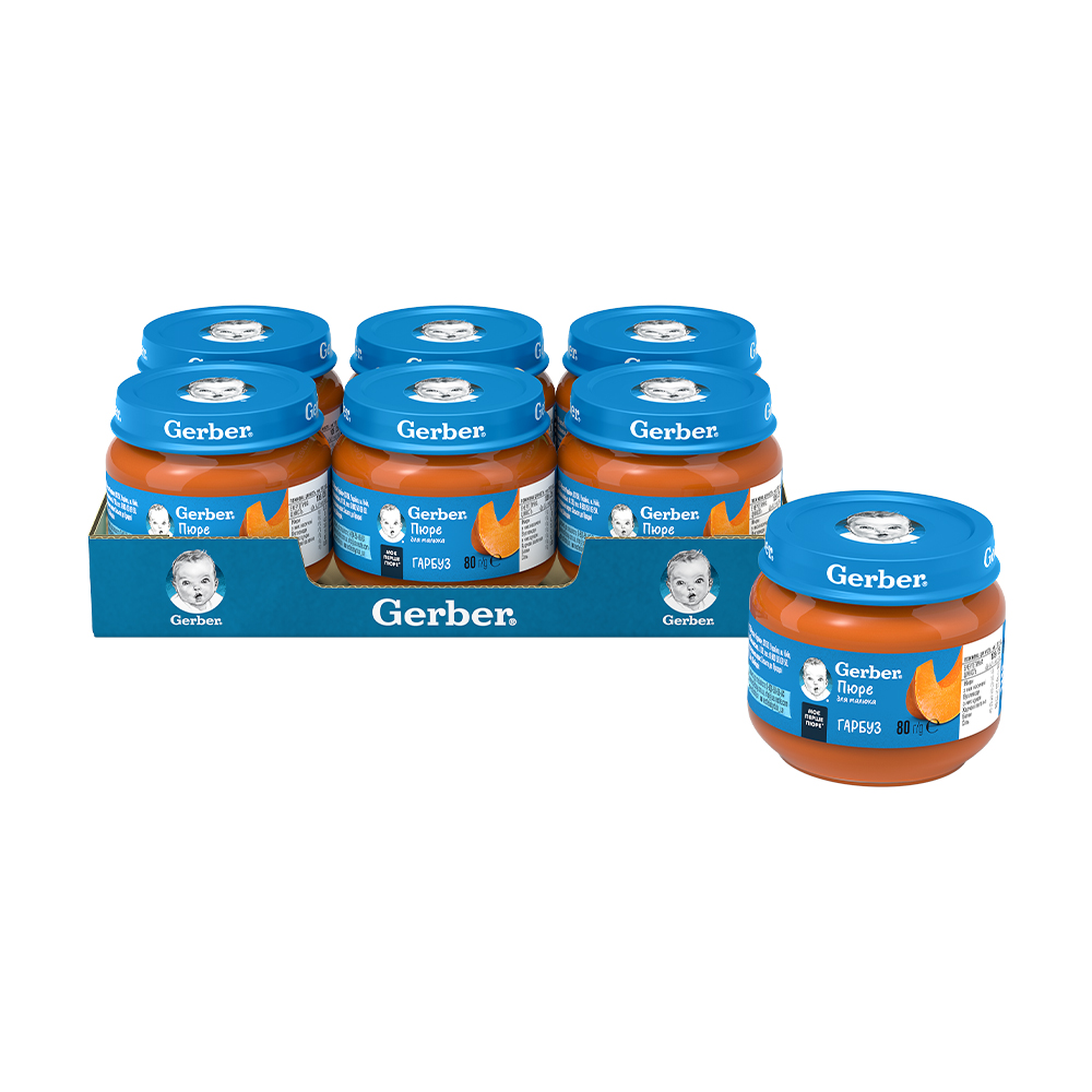 

Уцінка! Дитяче овочеве пюре Gerber Гарбуз, від 6 місяців, 6*80 г