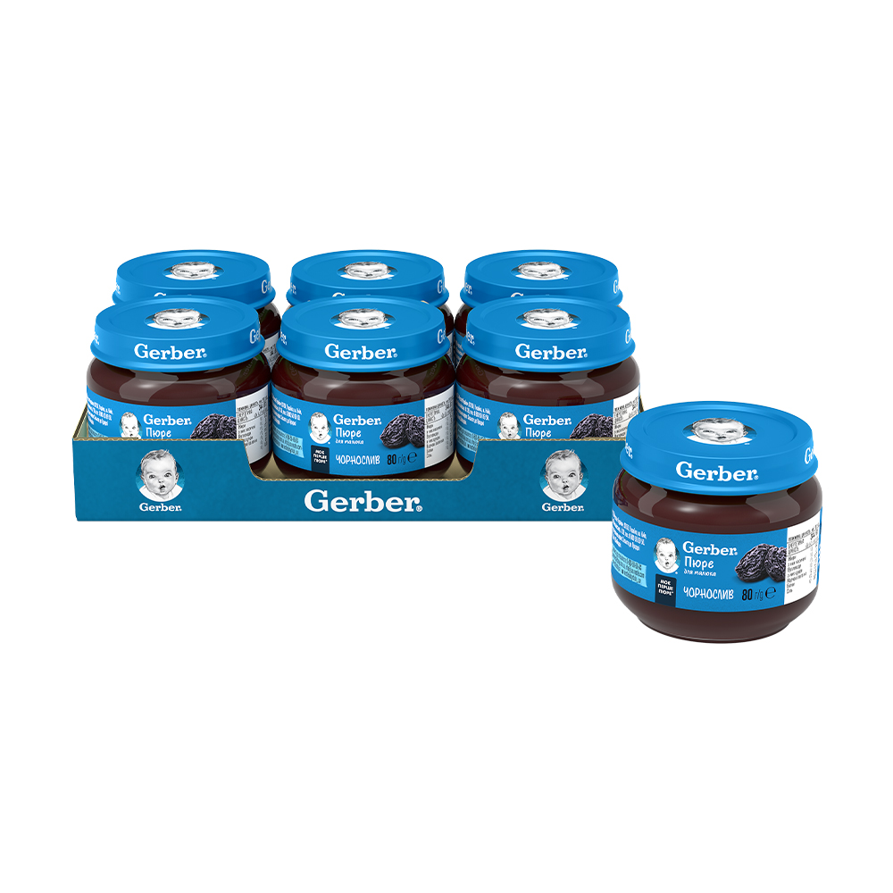 

Уцінка! Дитяче фруктове пюре Gerber Чорнослив, з 6 місяців, 6*80 г