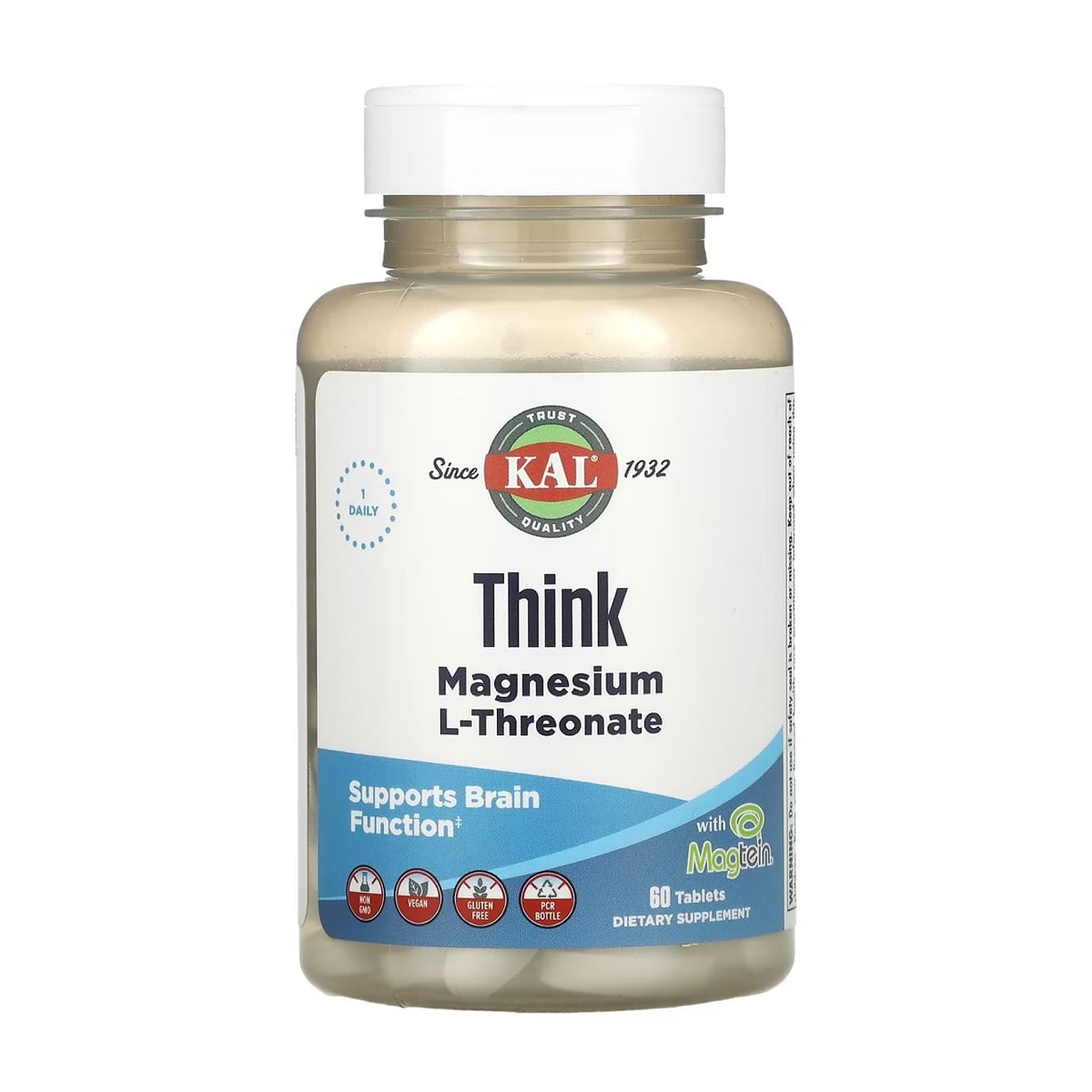 

Магній L-Треонат KAL Think Magnesium L-Threonate, 60 таблеток