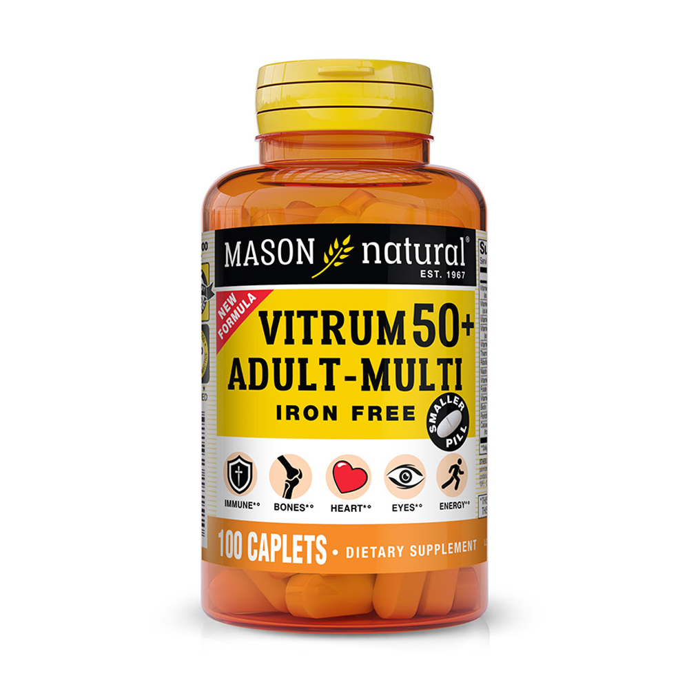 

Мультивітаміни 50+ без заліза Mason Natural Vitrum 50+ Adult-Multi Iron Free, 100 каплет