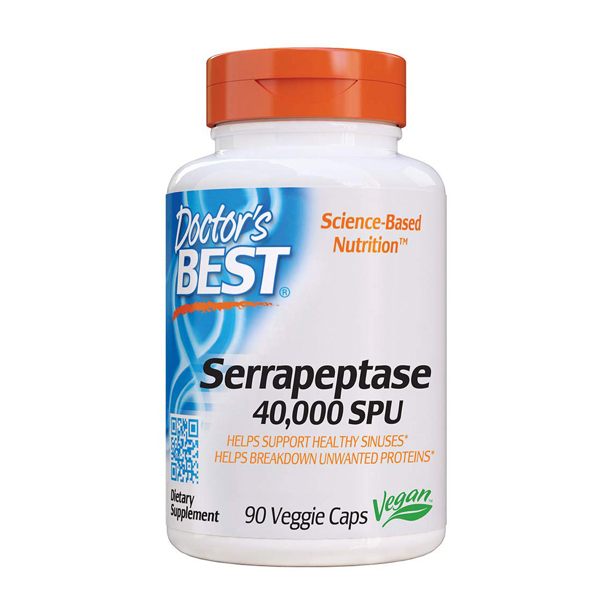 Серапептаза Doctor's Best Serrapeptase 40,000 SPU, 90 вегетаріанських капсул
