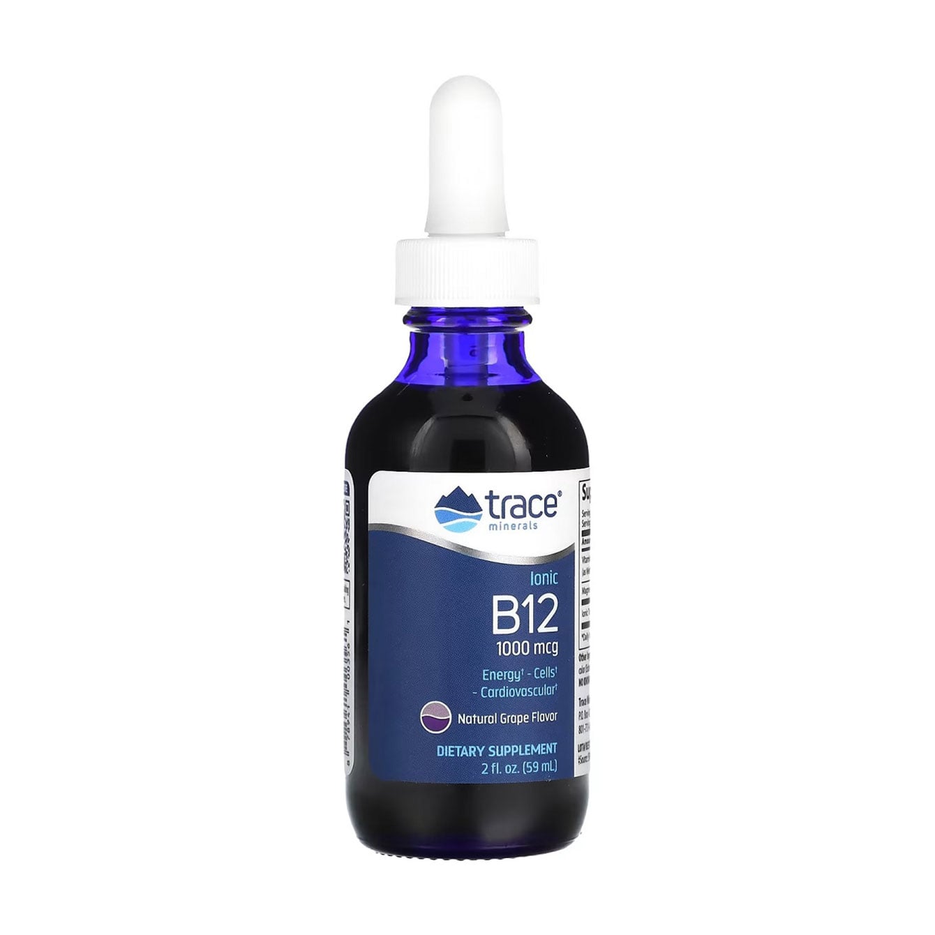 

Вітамін-B12 Trace Minerals Ionic B12 1000 мкг, смак винограду, в рідині, 59 мл