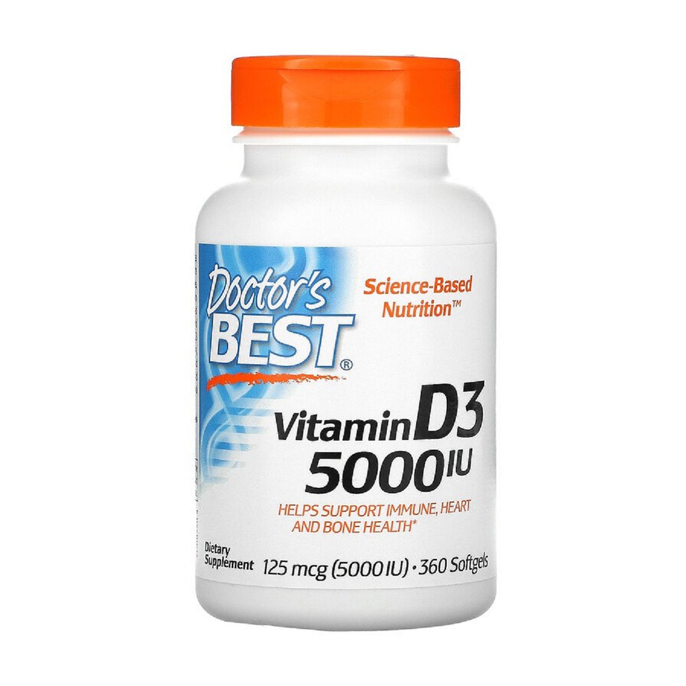 

Вітамін-Д3 Doctor's Best Vitamin D3 5000 IU, 360 желатинових капсул