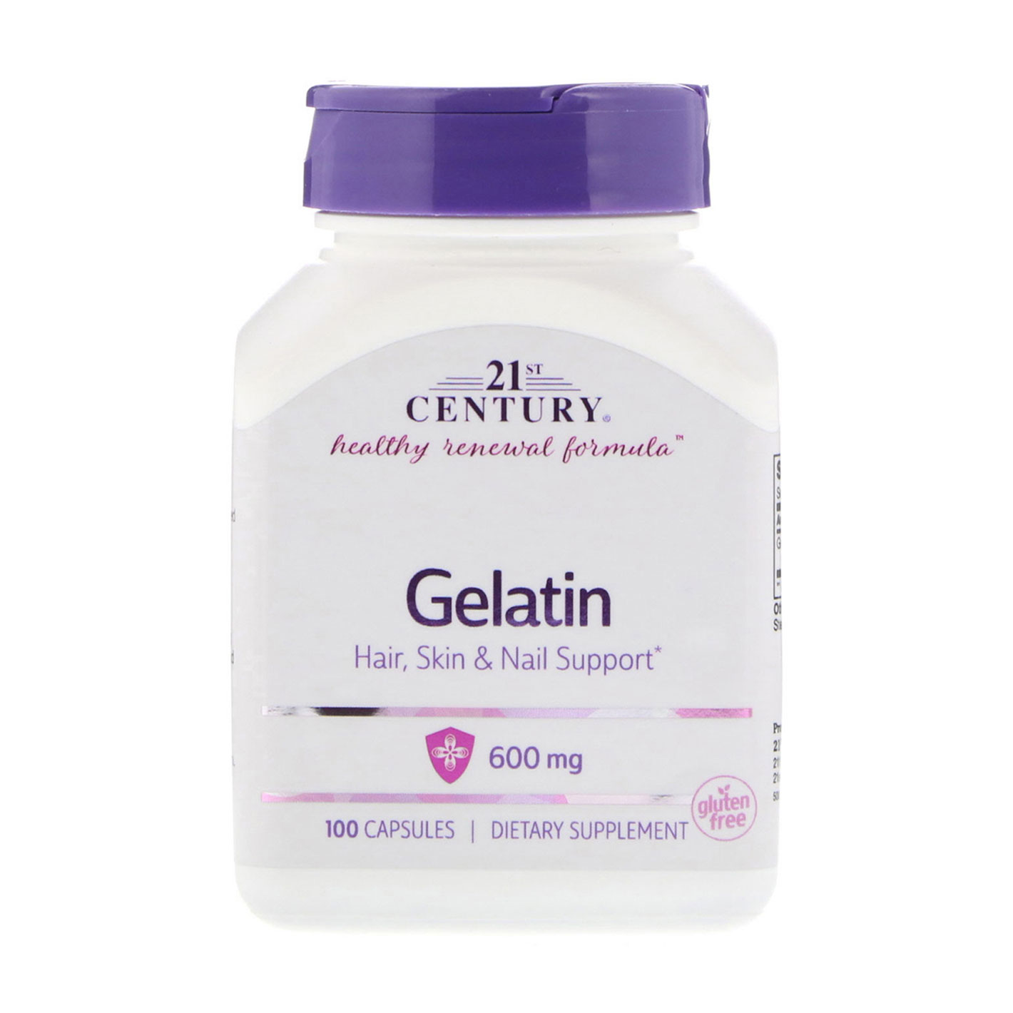 

Желатин 21st Century Gelatin 600 мг, 100 капсул