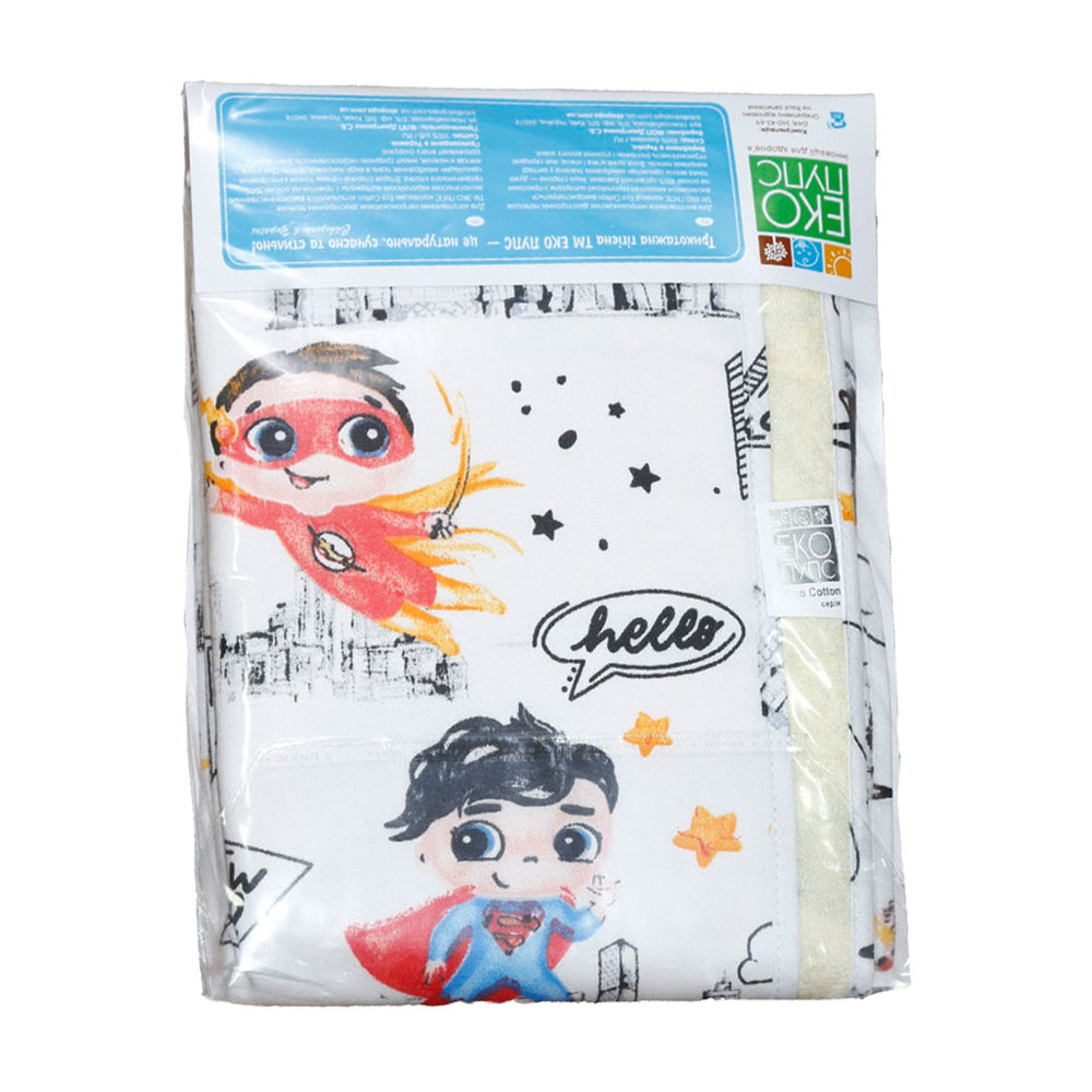 

Багаторазова непромокальна пелюшка Еко Пупс Eco Cotton дитячі супергерої, 65*90 см