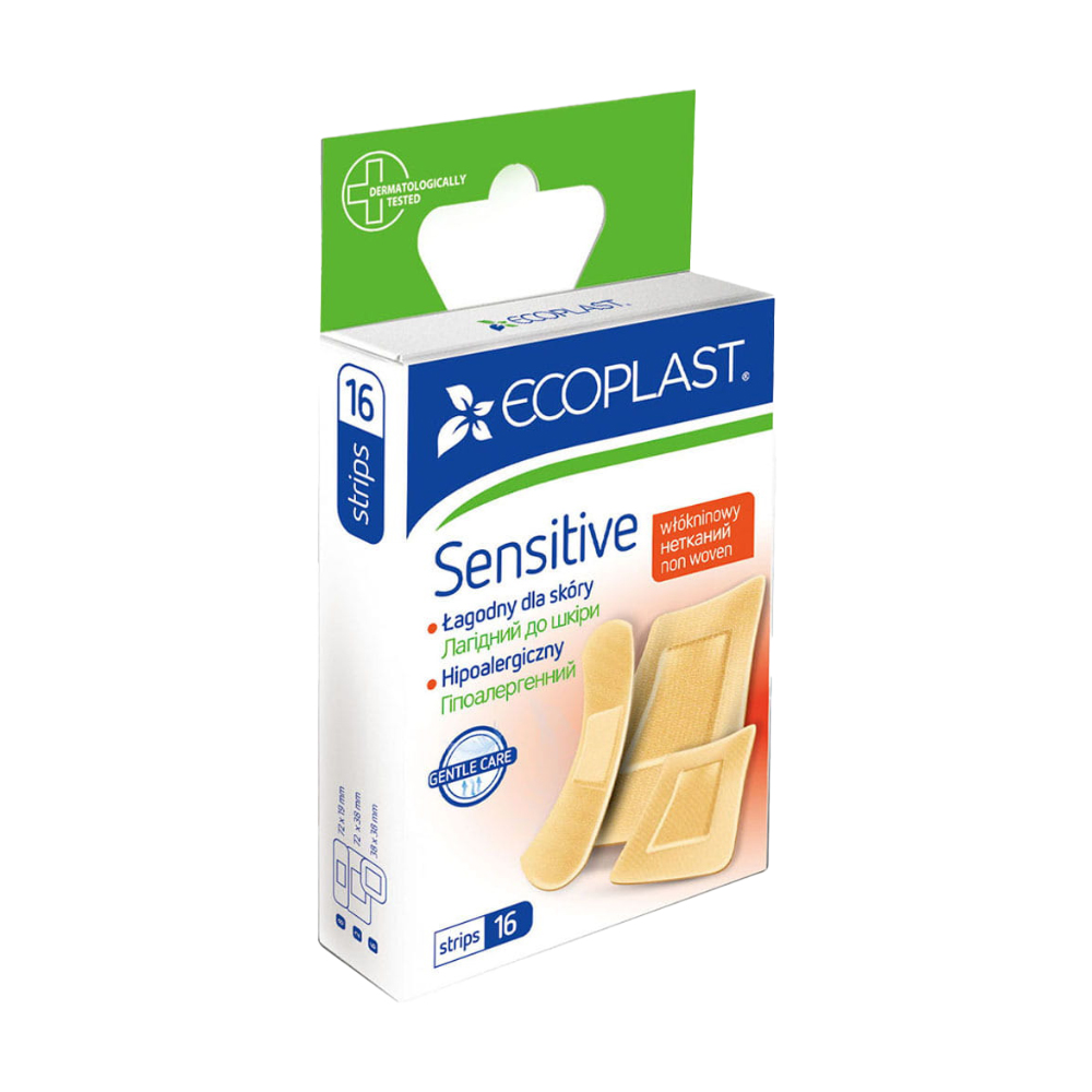 

Набір медичних пластирів Ecoplast Sensitive нетканих, 16 шт