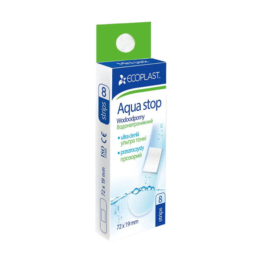

Пластир медичний Ecoplast Aqua Stop водонепроникний, 72*19 мм, 8 шт