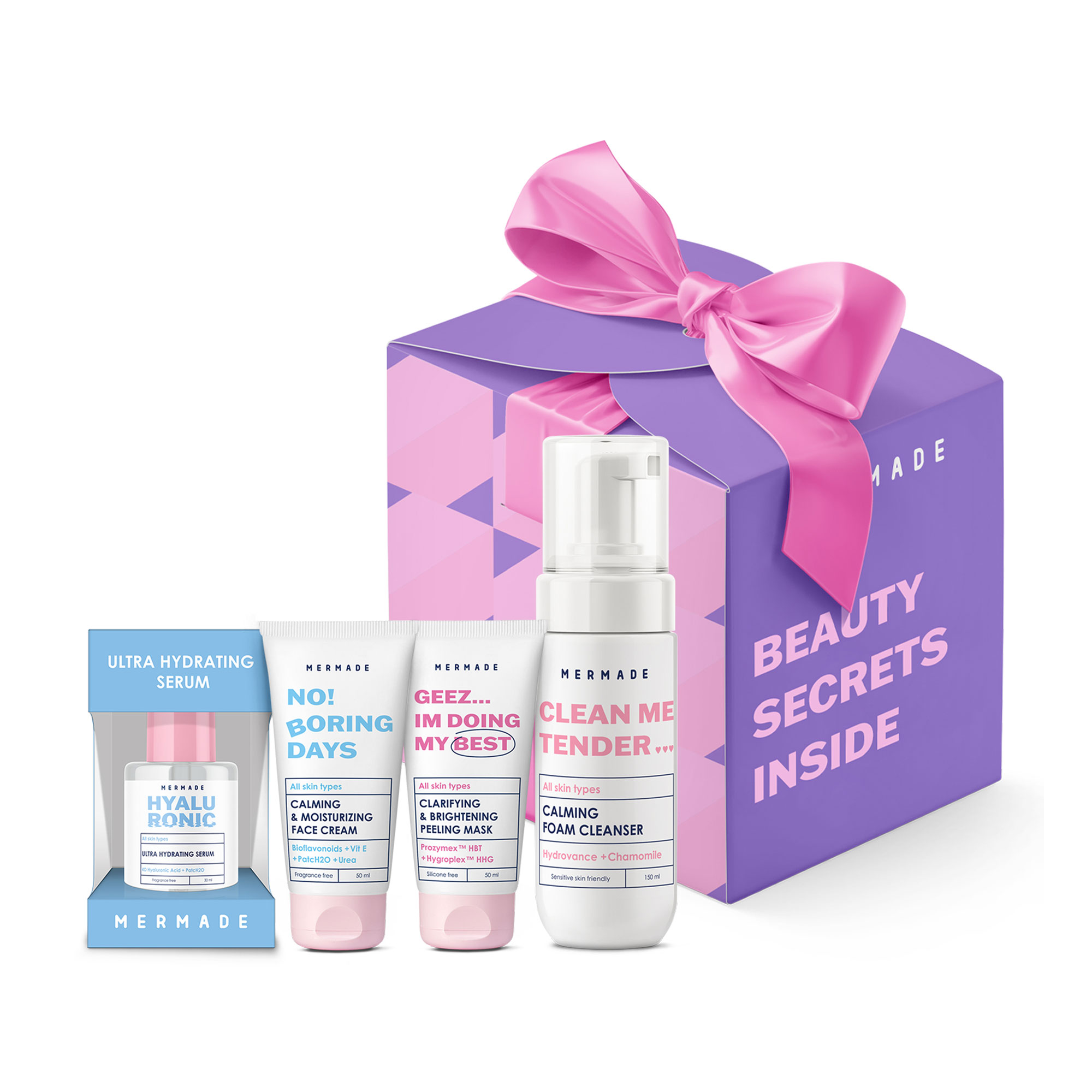 

Уцінка! Подарунковий набір для обличчя Mermade Hydrate Your Skin (маска, 50 мл + крем, 50 мл + пінка, 150 мл + сироватка, 30 мл)