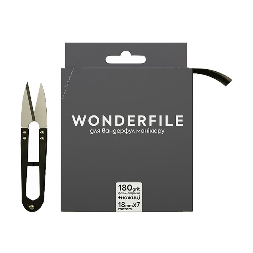 

Уцінка! Файл-стрічка для пилки Wonderfile чорний, 160*18 мм, 180 грит, з ножицями, 7 м (WBGN160/180)