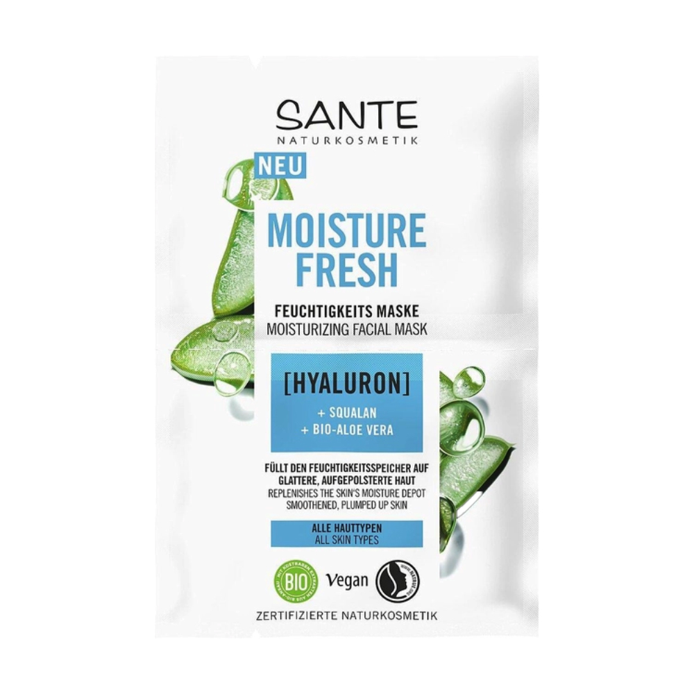 

Уцінка! Біогідромаска для обличчя Sante Moisture Fresh Moisturizing Facial Mask з гіалуроновою кислотою та алое, 2*4 мл