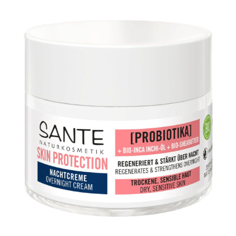 

Уцінка! Нічний біокрем для обличчя Sante Skin Protection Overnight Cream для сухої та чутливої шкіри обличчя, з пробіотиками, 50 мл