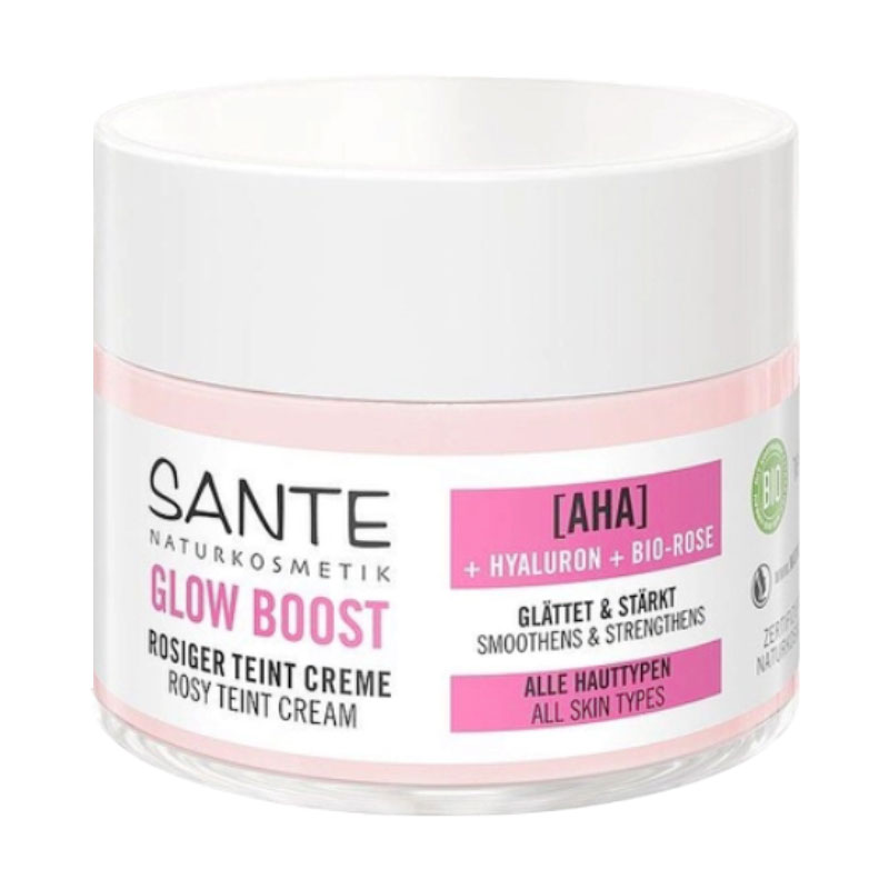 

Уцінка! Денний біокрем для обличчя Sante Glow Boost Rosy Teint Cream з АНА та гіалуроновою кислотами та трояндою, 50 мл