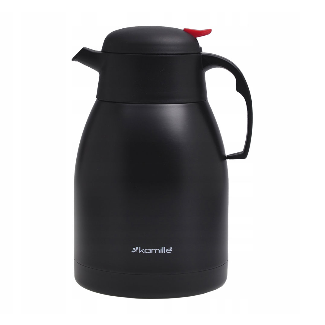 

Термос для чаю та кави Kamille конференційний, з пластиковою кришкою, чорний, 1.5 л (KM-2218)