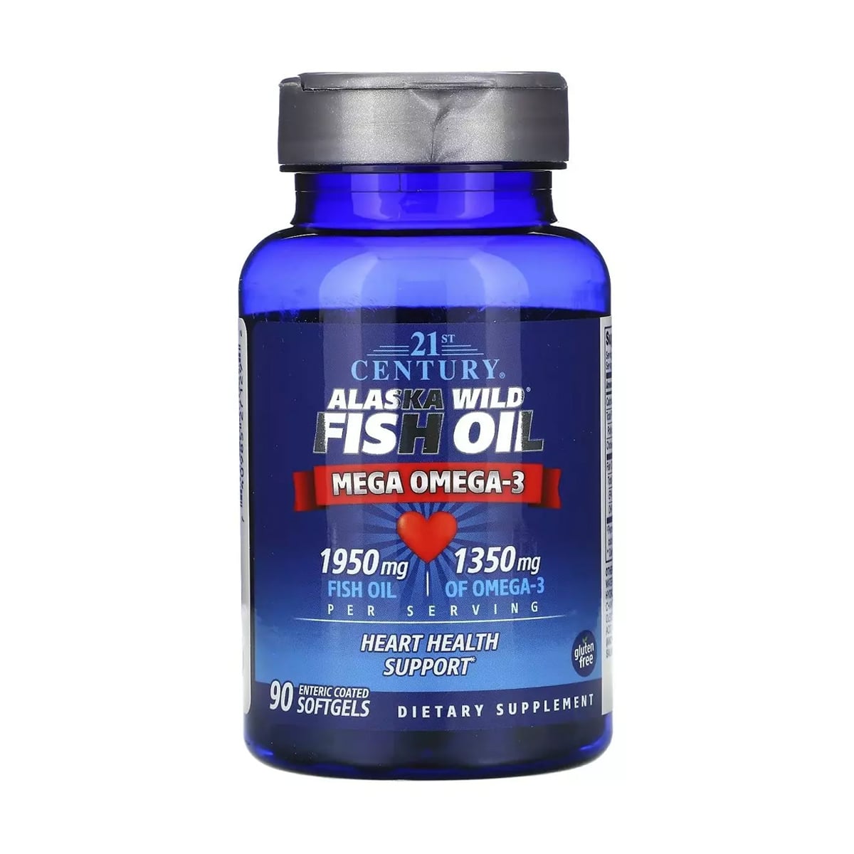 

Омега-3 21st Century Alaska Wild Fish Oil Mega Omega 3, 90 желатинових капсул