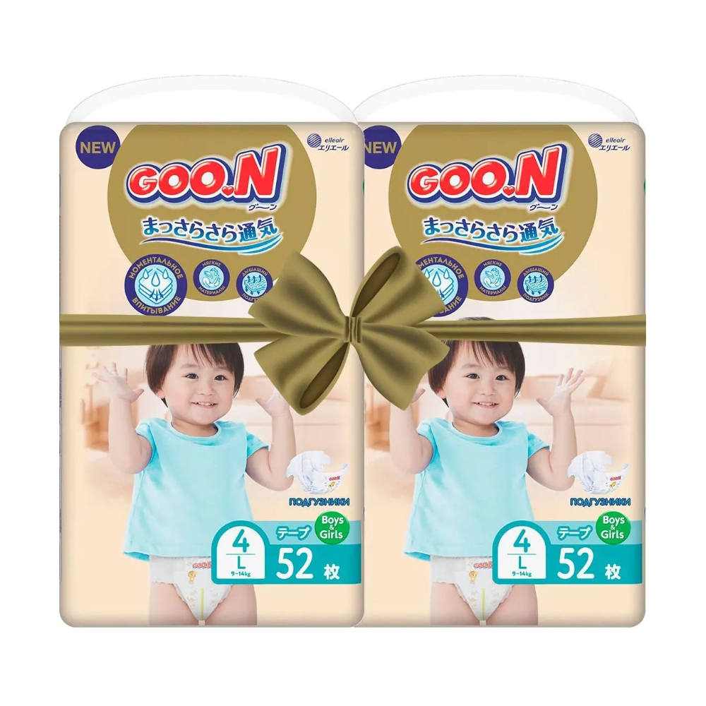 

Уцінка! Підгузки Goo.N Premium Soft розмір L (9-14 кг), 2*52 шт