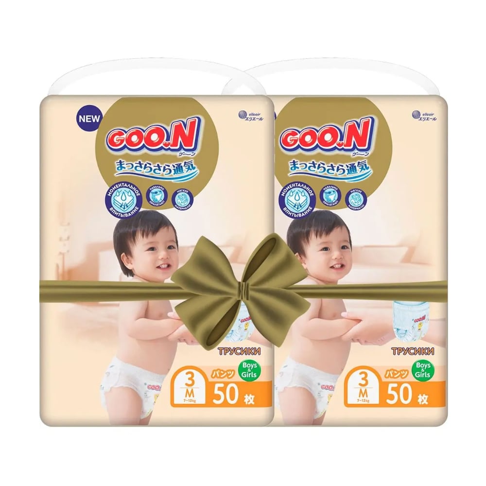 

Трусики-підгузки Goo.N Premium Soft розмір 3M (7-12 кг), 2*50 шт