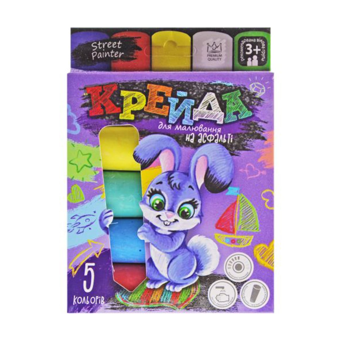 

Крейда для малювання на асфальті Danko Toys велика, від 3 років, 5 шт, 10.5*2*8 см (MEL-01-03U)