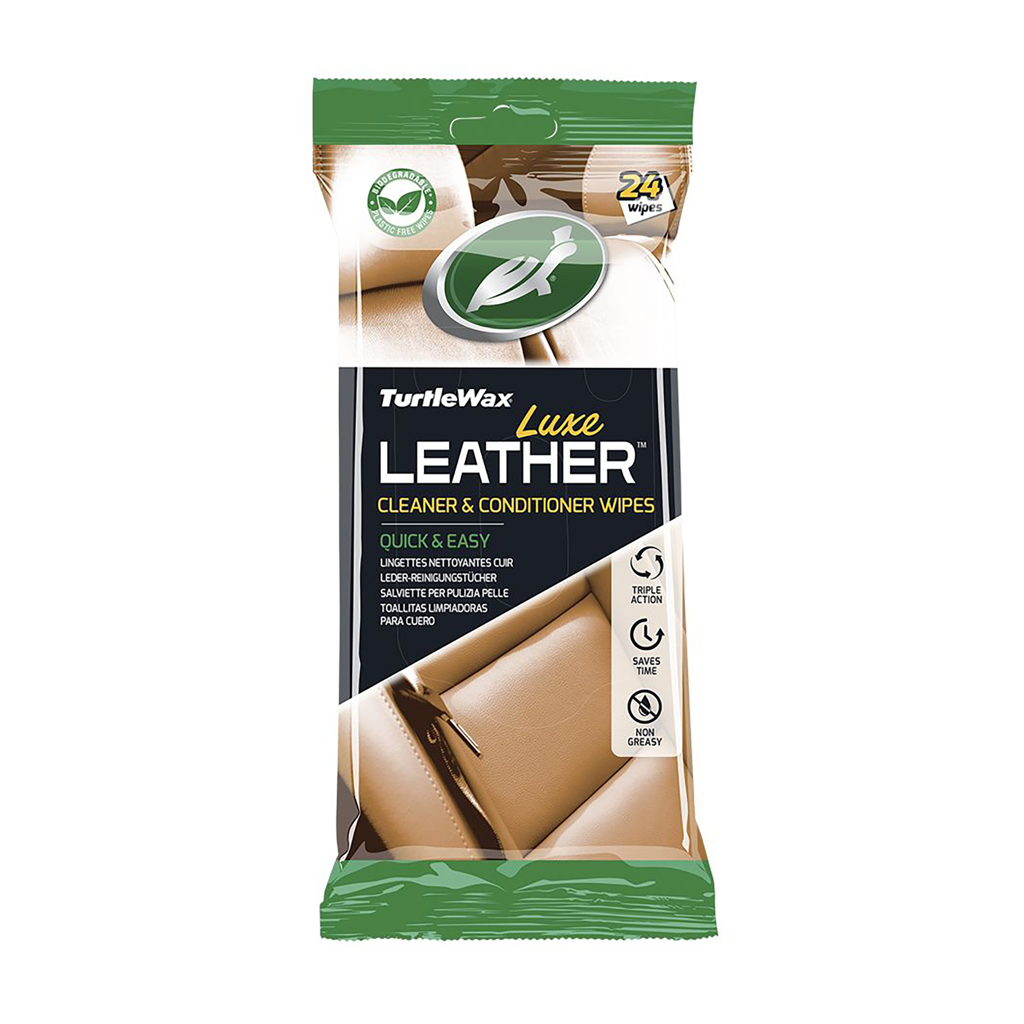 

Уцінка! Серветки для очищення та кондиціонування шкіри Turtle Wax Luxe Leather Wipes, 24 шт