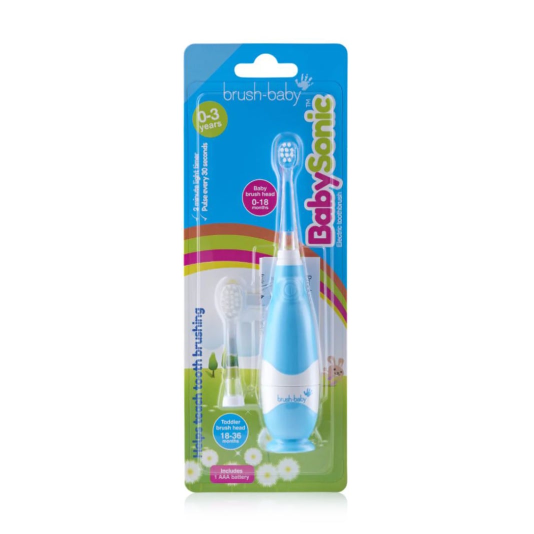 

Дитяча електрична зубна щітка Brush-Baby BabySonic Electric Toothbrush від народження до 3 років, блакитна, 1 шт