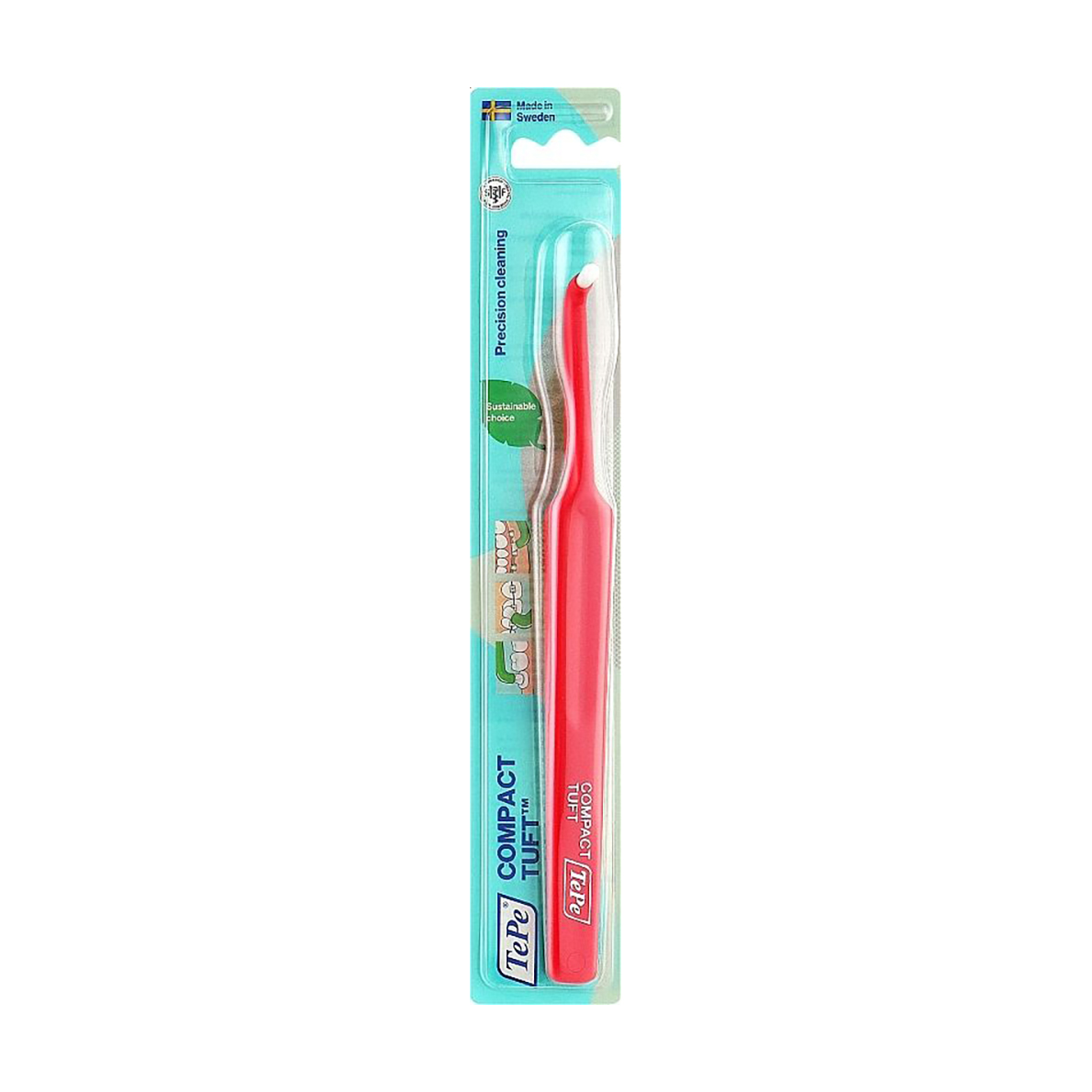 

Монопучкова зубна щітка TePe Compact Tuft, червона, 1 шт